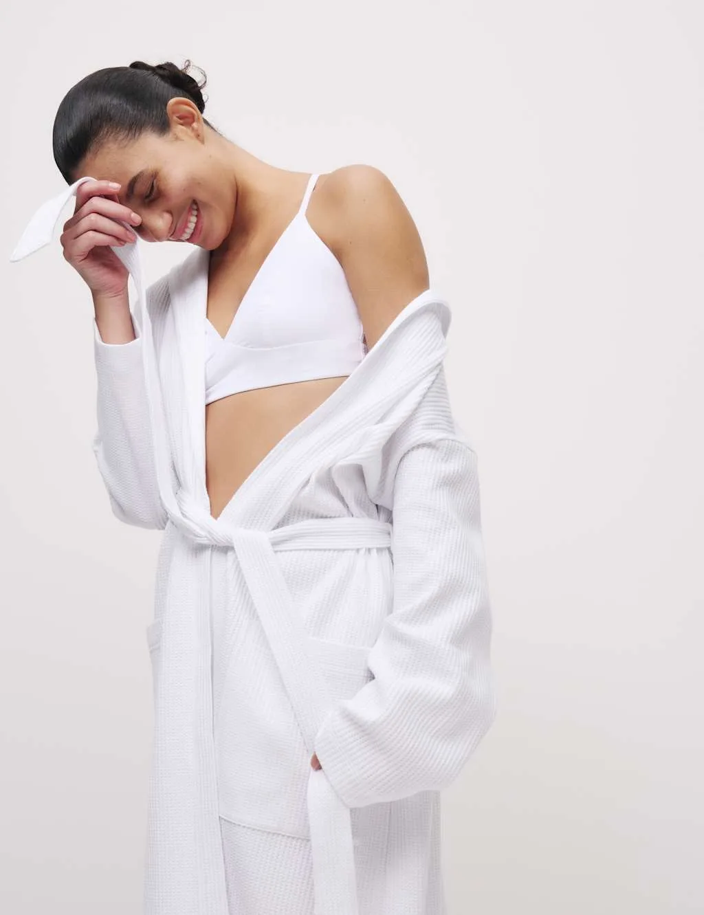 Jersey Waffle Dressing Gown White female - M&S - FashionsVida