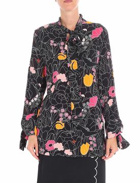 Blusa Josh nera stampa floreale multicolor