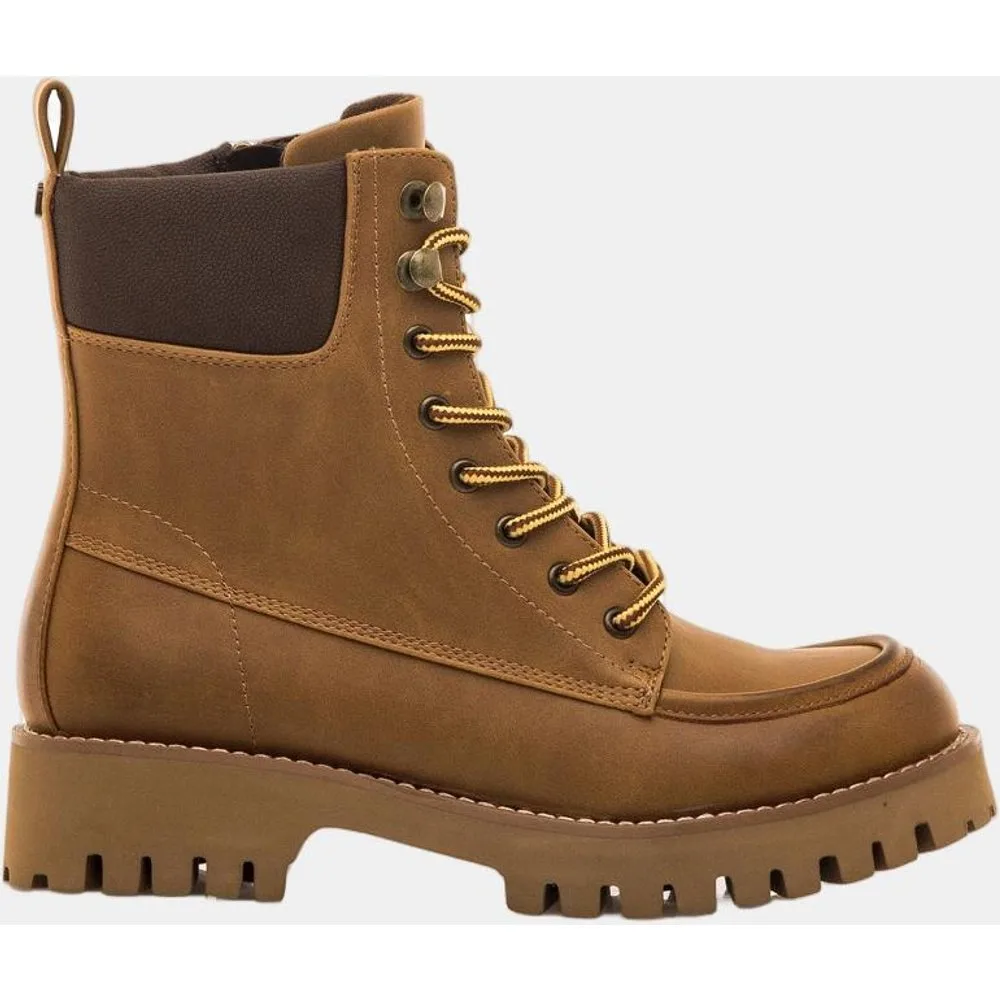 Botines básicos de mujer con detalle de borrego en el tobillo - mustang - FashionsVida