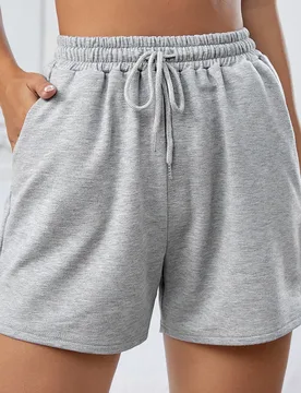 Pantalones cortos deportivos con cordón en la cintura, pantalones cortos con cordón, pantalones cortos tipo sudadera - Shein - FashionsVida