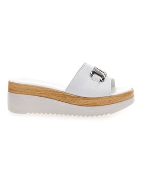 Ciabatte Bianche con Catenina Argento e Platform 3456 37