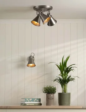 Rufus Metal 3 Light Plate Spotlight Silver - Laura Ashley - FashionsVida