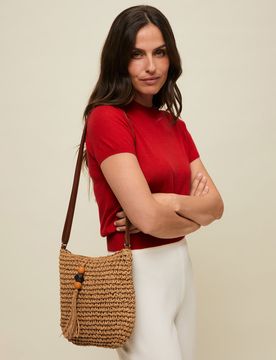 Tillian raffia-effect crossbody bag