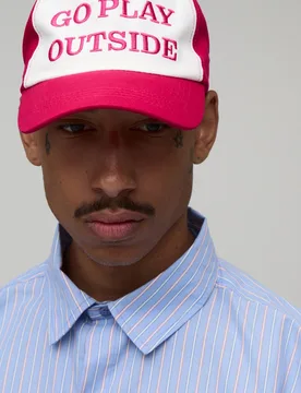 Men's Slogan Embroide Cap Red Red One Size - boohooMAN - FashionsVida