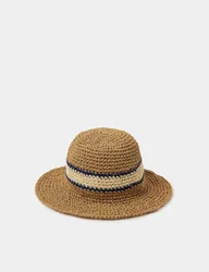 Woven Varsity Stripe Bucket Hat Natural female