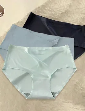Piezas de bragas de mujer de color liso, de tela de seda sintética sin costuras y de corte bajo, con diseño de triángulo - Shein - FashionsVida