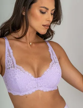 Fleur Lace Lightly Padded Total Support Bra Lilac female - Pour Moi - FashionsVida
