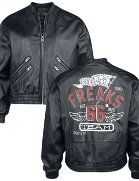Rock Lederjacke - Rock Rebel X Route 66 - Leather Jacket - M bis XL - für Damen - Größe XL - schwarz - Frauen - female - Rock Rebel by EMP - FashionsVida