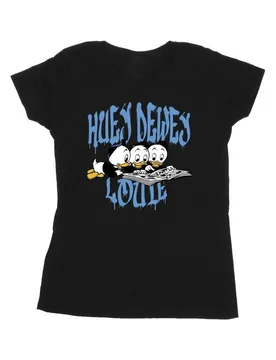Huey Dewey Louie Reading Cotton T-Shirt - Black - Size: M - Disney - FashionsVida
