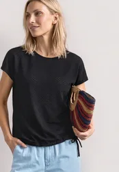 T-Shirt aus Spitze mit Rundhals female Schwarz