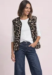 Teddy-Weste mit Zipper und Corddetails female Schwarz