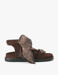 Suede Scarf Tie Flat Footbed Sandals Brown female