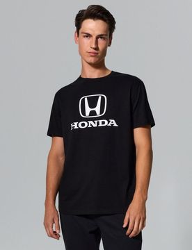 T-shirt in cotone con stampa Honda - nero