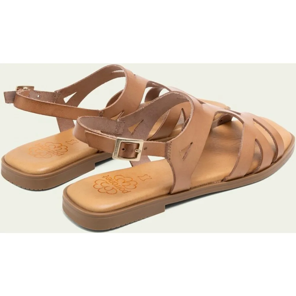 Sandalias en piel troquelada de mujer con hebilla - Porronet - FashionsVida