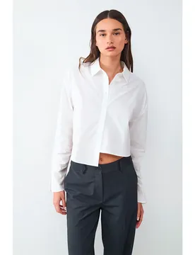 Chemise à Manches Longues Assymetric White / White S