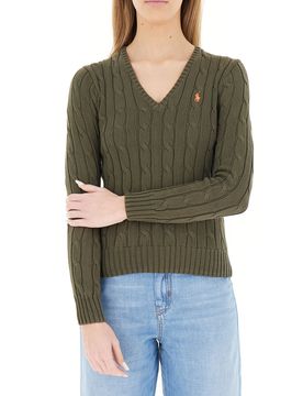 Maglione a trecce VERDE OLIVA S