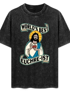 Funny Euchre World's Best Euchre-ist Jesus Pun T-Shirt Stylish Graphic Short Sleeve Top - Aliexpress - FashionsVida