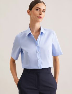 Halbarm Hemdbluse regular fit Blau 40