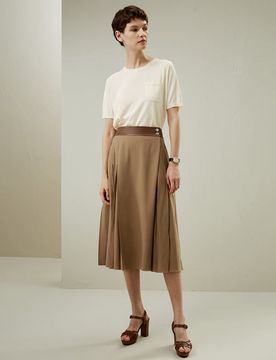 Gonne Maglia Di Lana Lana Merino E Foderata In Chiffon Adatto A Molteplici Occasioni Marrone 38