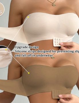 Piezas Sujetador sin tirantes con cierre delantero, tira de silicona antideslizante mejorada, copa suave y fina, lencería push-up sin aros para mujer