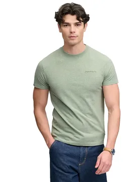 Maglietta A Maniche Corte Essential Company Logo Vintage Sage Green Marl/Green L - Superdry - FashionsVida