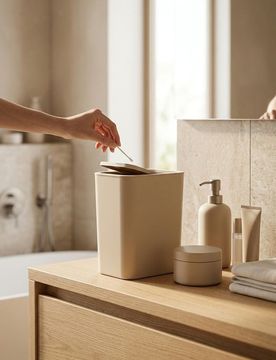Pattumiera con coperchio - beige