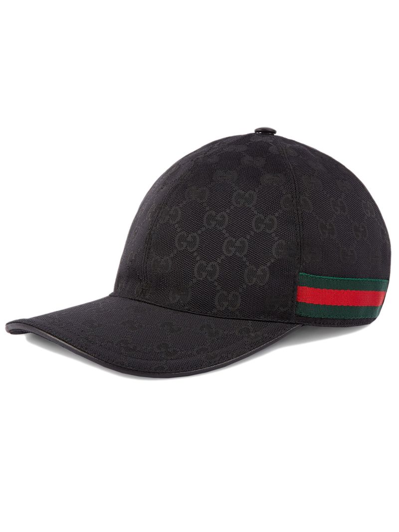 Original GG Canvas Baseball Cap with Leather Detail and Web Stripe