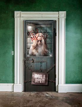 Irrenanstalt Türposter Halloween-Deko bunt 85x165cm