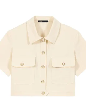 Chaqueta de mujer corta de algodón texturizado - Maje - FashionsVida