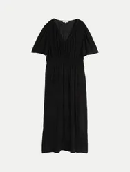 Kleid mit gesmockten Bund Schwarz 40