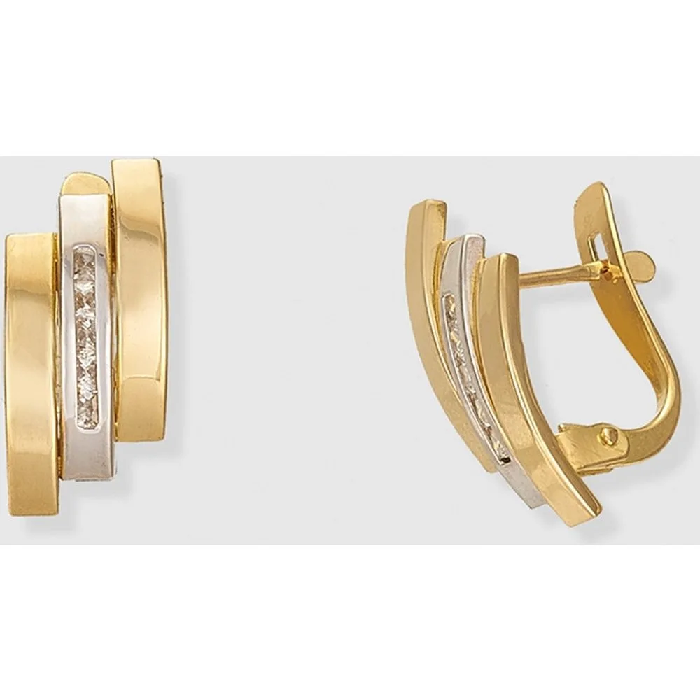 Pendientes de oro bicolor y circonitas - El Corte Inglés - FashionsVida