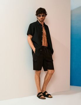 Pantaloncini cargo in cotone - nero