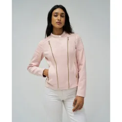 Cazadora de mujer biker de gamuza