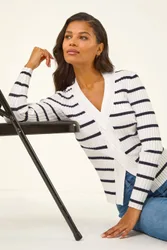 Women's Cable Split Detail Rib Jumper in White Size: 18 - White - Size: 18
