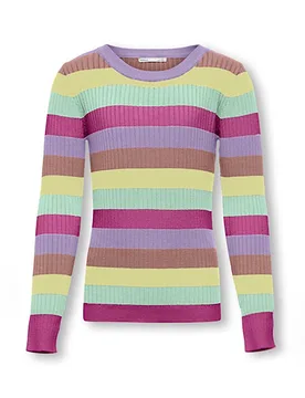 Maglia in viscosa a fantasia righe multicolor a coste 8-14 anni - Only - FashionsVida
