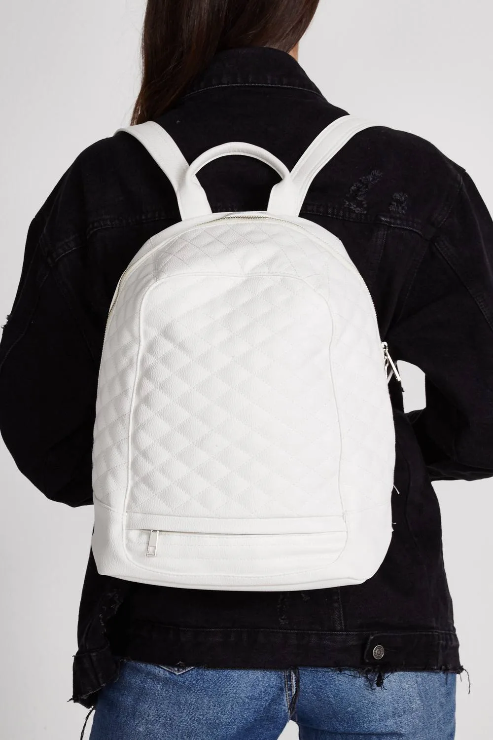 Women's White Zip Around Backpack Bag - White - Size: One Size - Liquorish - FashionsVida