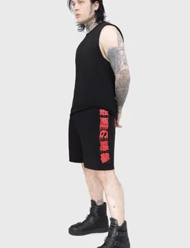 Gothic Short - Psychos Only Jersey Shorts - XS bis XL - für Männer - Größe M - schwarz - Männer - male - Ice Nine Kills by Killstar - FashionsVida