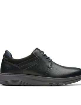 Men's Motion Trek PT Black Leather Trainers, Lace Up, Walking Size: 8.5-Standard Fit - Black - Size: 8.5-Standard Fit - Clarks - FashionsVida