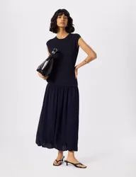 Textured Midi Knitted Dress Navy female