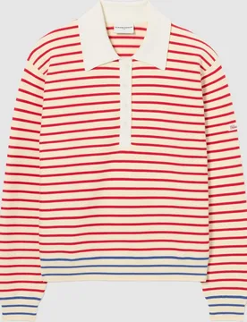 Jersey de punto de mujer con cuello polo, a rayas y manga larga - CLAUDIE PIERLOT - FashionsVida