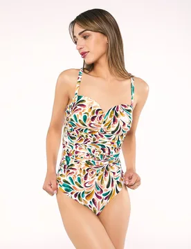 Bañador de mujer hania bañera control foam copa d atado cuello y broche en espald - Red Point - FashionsVida