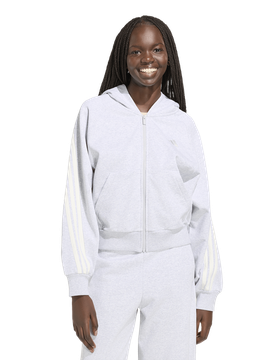 Kit 3-stripes Full Zip Hoodie Damen Kapuzenpullover - Grau - Größe XXS (26-28) - Baumwoll-Jersey Grey XXS (26-28)