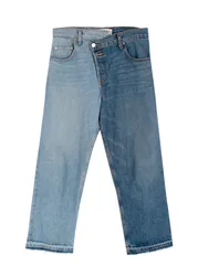 Two-Tone Asymmetric Waistband Jeans