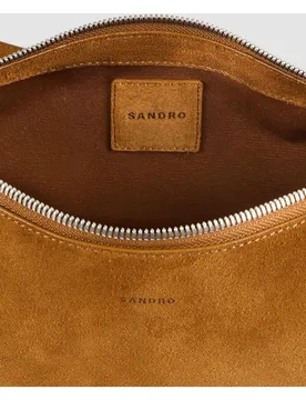 Bandolera de hombre de serraje pequeña con cremallera - sandro - FashionsVida
