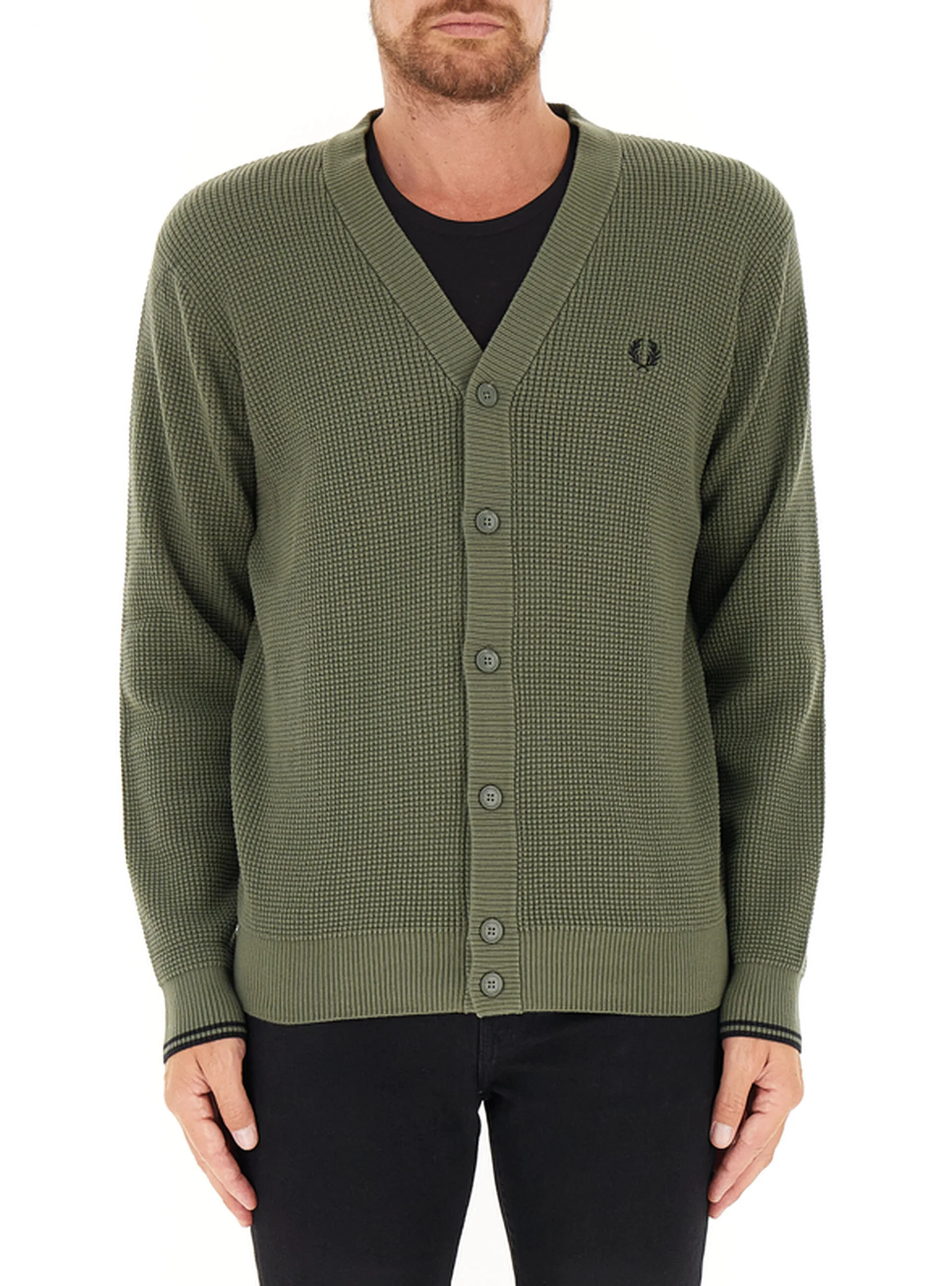 Cardigan scollo V VERDE OLIVA M - Fred perry - FashionsVida