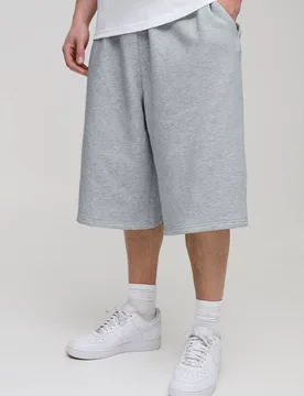 Herren Hohe Essential Lange Jersey-Shorts Grey Marl Größe Small - boohooMAN - FashionsVida