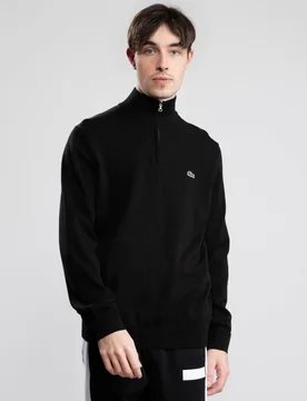 Half Zip Logo Mens Sweatshirt - Black - Size Medium - Lacoste - FashionsVida