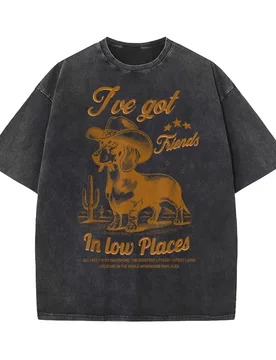 I've Got Friends In Low Places Funny Dachshund Cowboy Doxie T-shirt Men Tee Shirts Short Sleeve Male Clothes Fashion - Aliexpress - FashionsVida