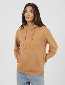 Hoodie With Kangaroo Pocket - Tan - Size: L - Brave soul - FashionsVida