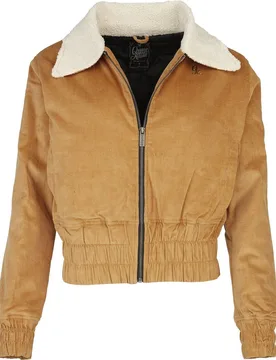 Rockabilly Übergangsjacke - Cropped Corduroy Jacket - L bis XL - für Damen - Größe L - braun - Frauen - female - Queen Kerosin - FashionsVida